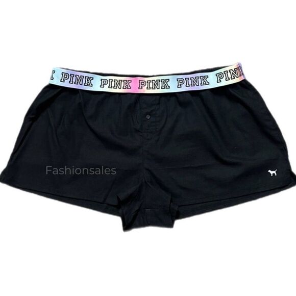 Victorias Secret Pink Set oversized Tank top XL & logo waist shorts black XXL - Picture 7 of 9